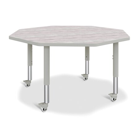 Jonti-Craft Berries Octagon Activity Table, 48 in. x 48 in., Mobile, Driftwood Gray/Gray/Gray 6428JCM450